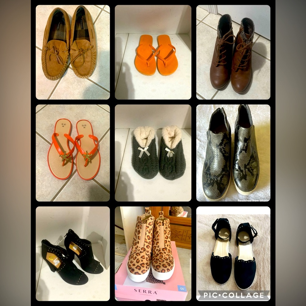 8 PAIRS WOMENS SHOES SIZE 8 / 1 MENS SIZE 11 BUNDLE